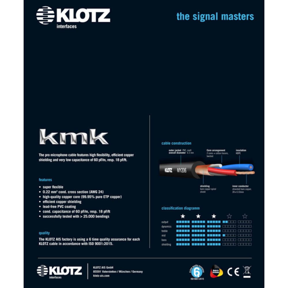 Klotz M1FM1K2000 KMK lichtgewichts microfoonkabel met Neutrik XLR 20m