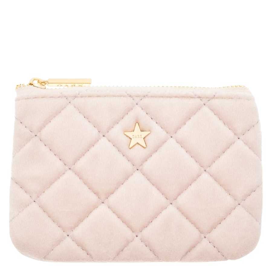 DARK Velvet Quilted Mini Pouch Sparkled Pale Rose