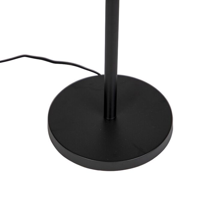 Moderne vloerlamp zwart met kap zwart met goud - Simplo