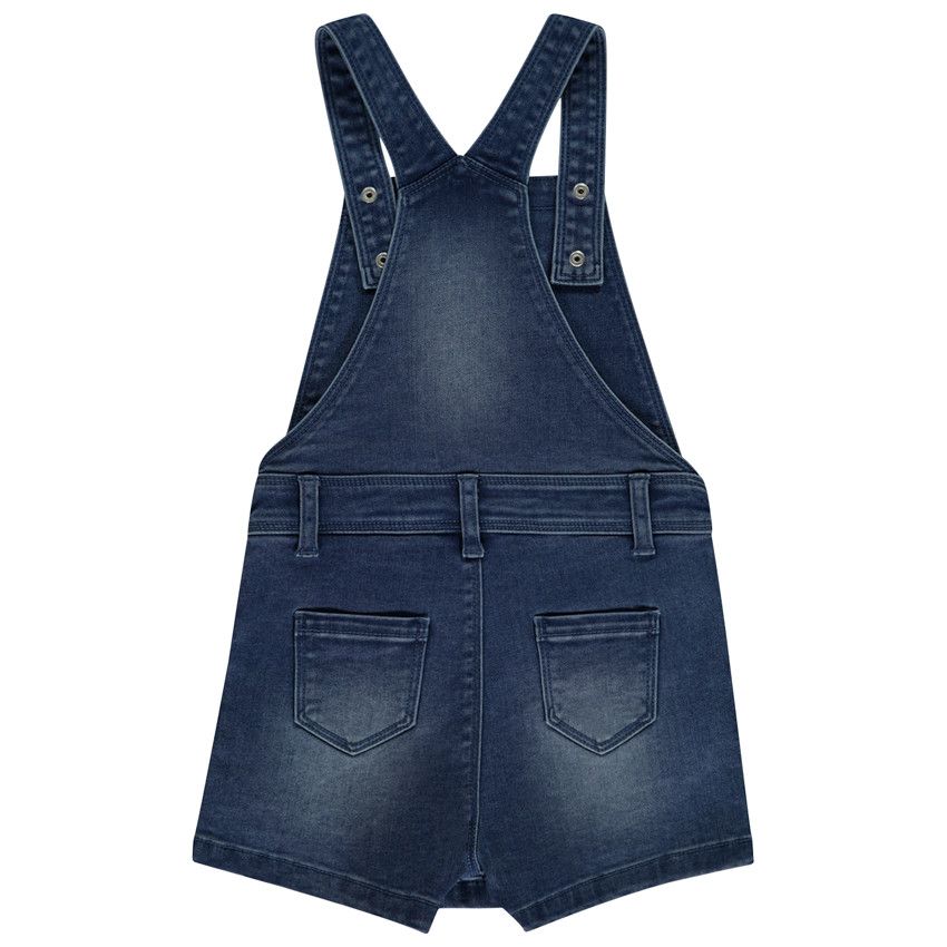 Salopette courte en jean effet robe pour fille - Bleu