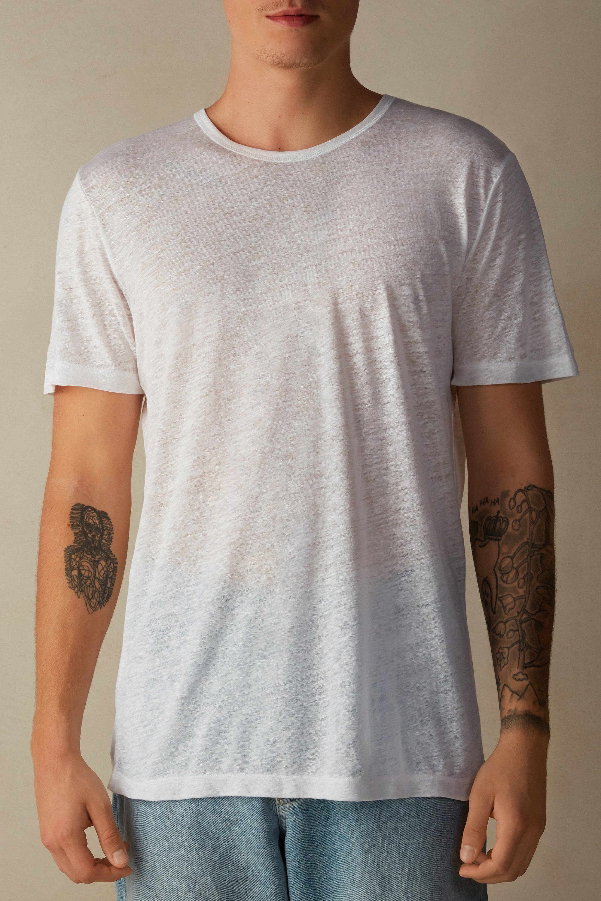 Camiseta de linho de manga curta