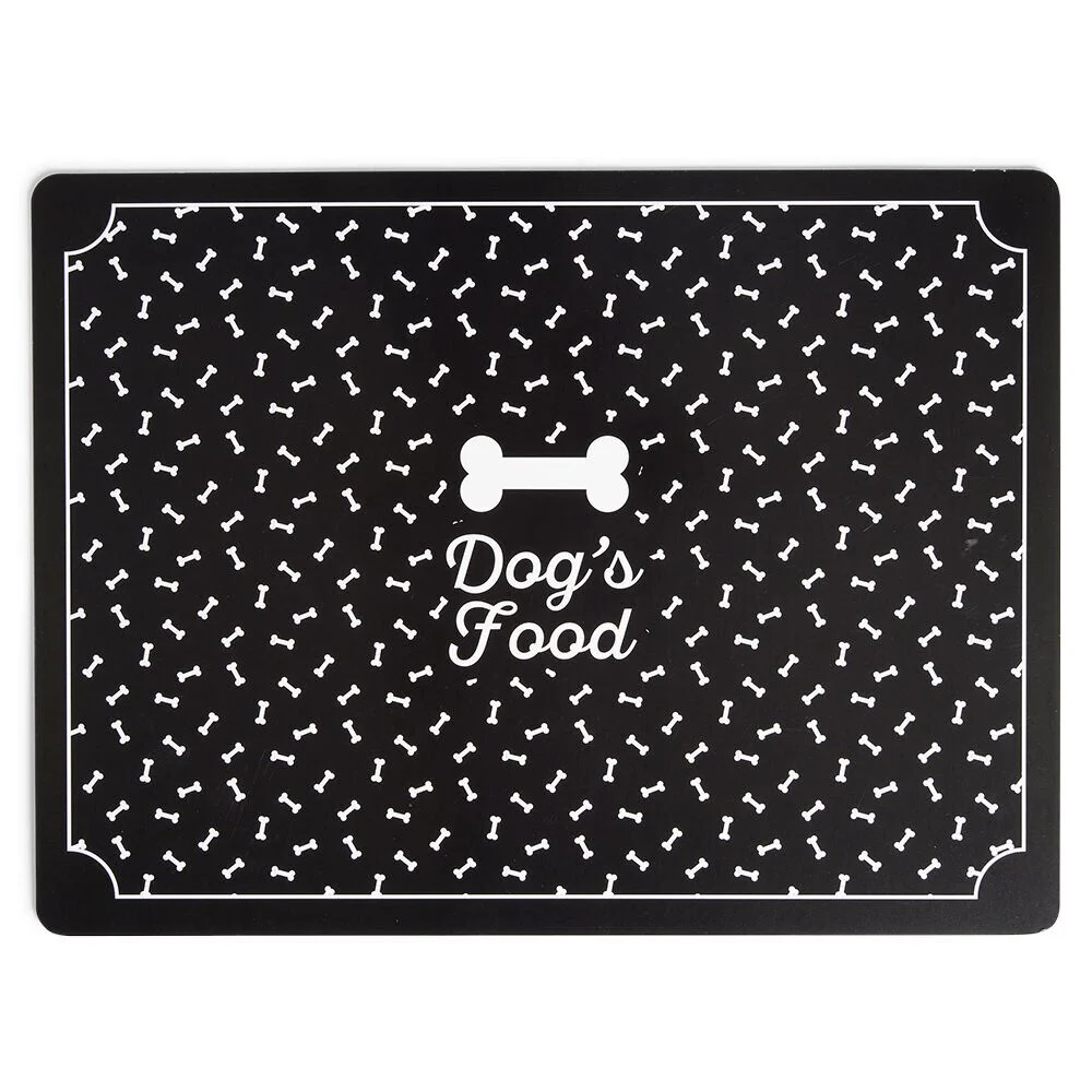 Tapis repose gamelle pour chien plastique imprimé - 43x32cm