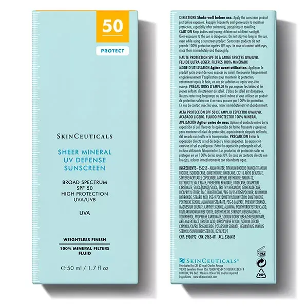 SkinCeuticals Photoprotection Sheer Mineral UV Defense Protection Solaire Visage SPF50 50ml