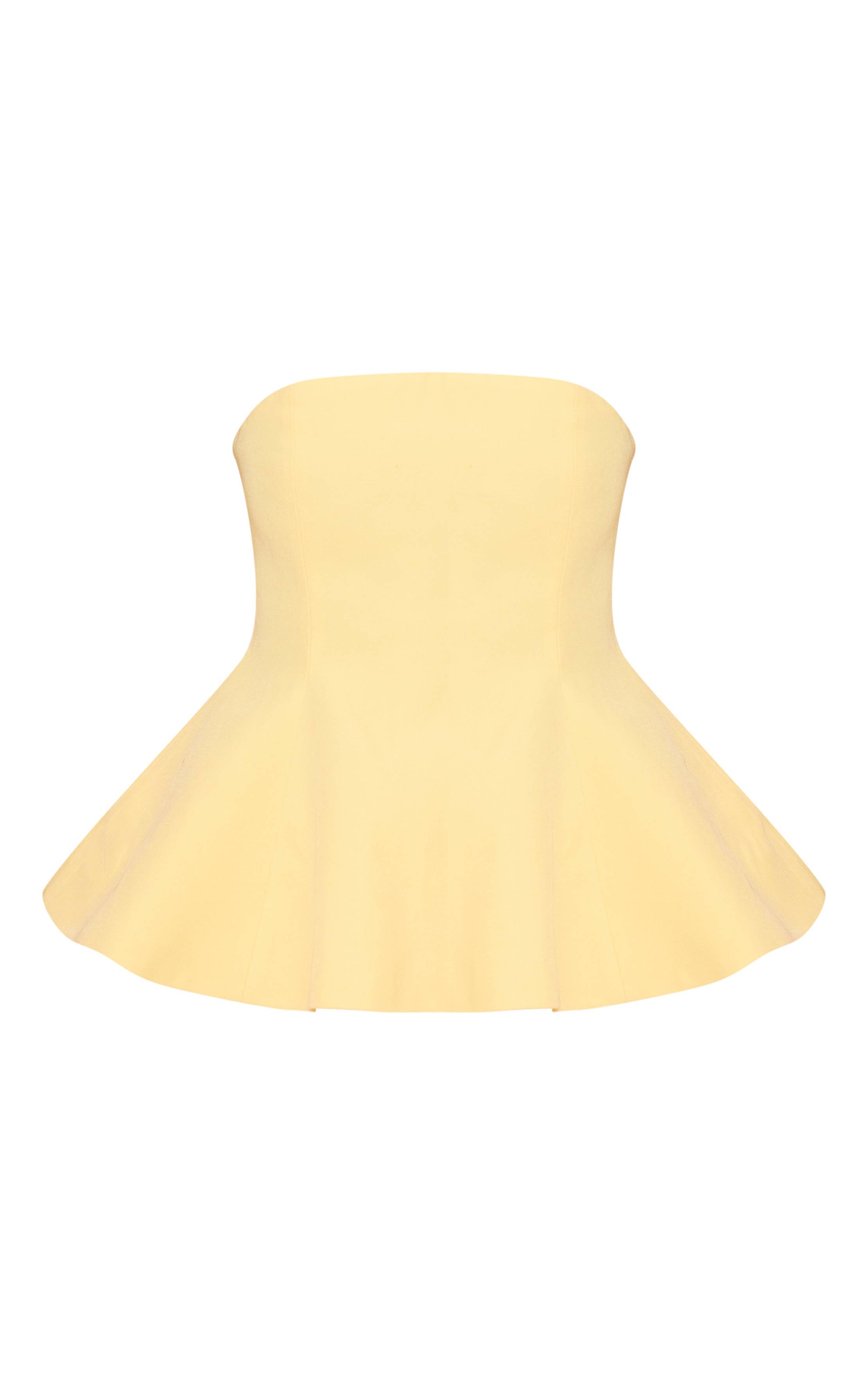 Butter Yellow Top Bandeau À Basque Structuré En Tissage
