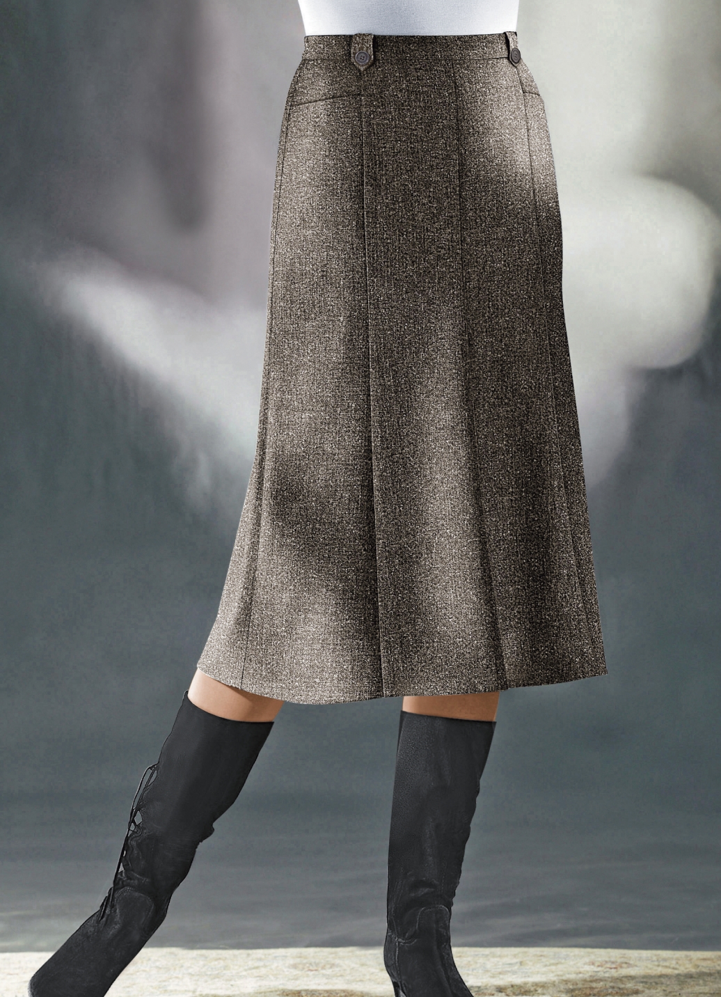 Bahnenrock in Tweed mit Boucle-Effektgarn