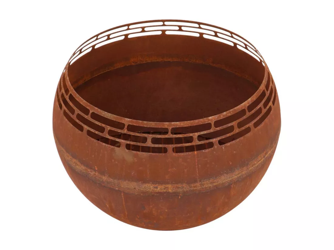 Brasero terrase rond bandes coloris rouille - 58 x 58 x 46,5 cm - Esschert Design
