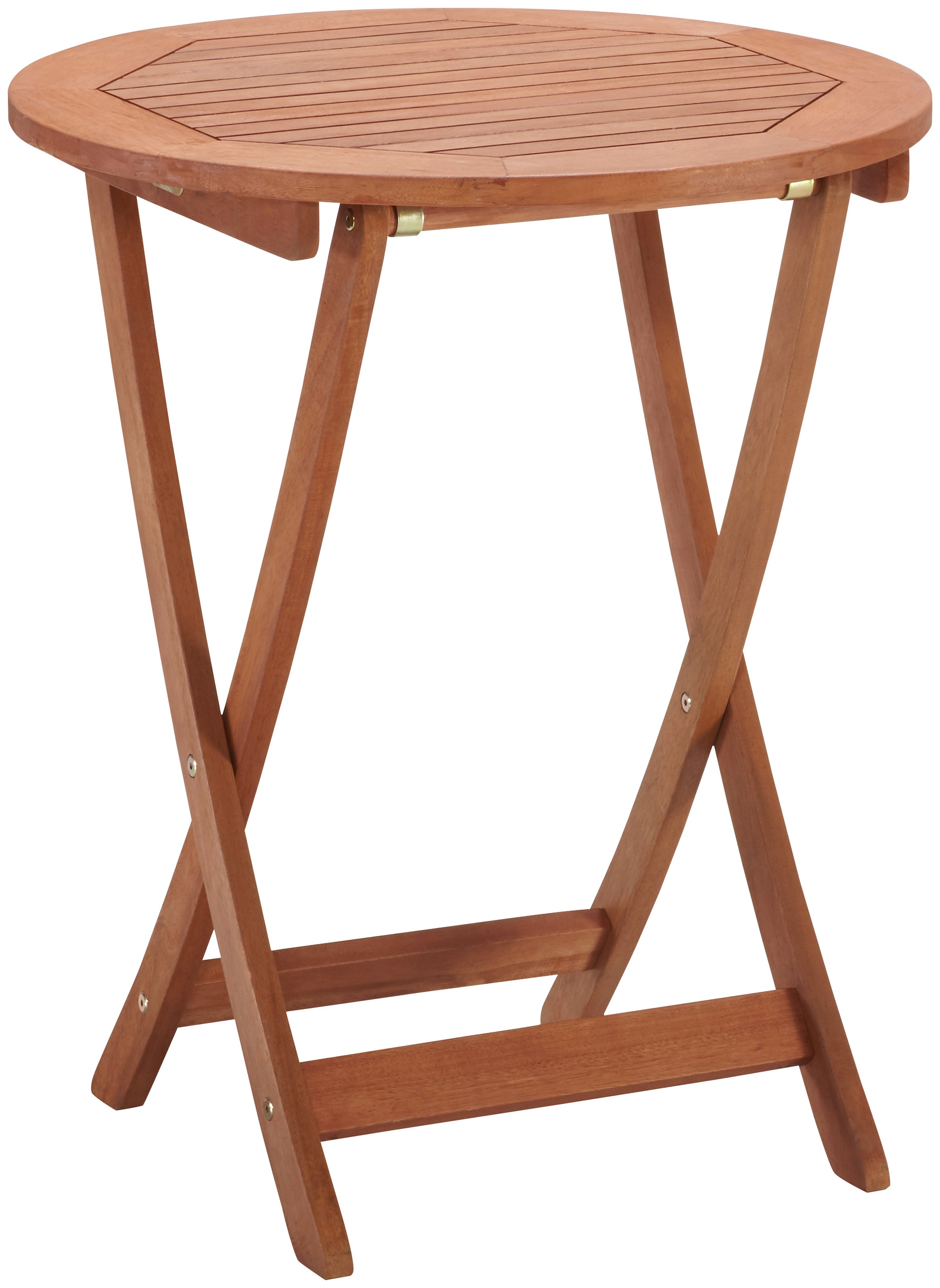 MERXX Balkonset »Borkum, TOPSELLER!« 2x Klappsessel, inkl. Sitz- und Rückenkissen, 1x Klapptisch Ø 65 cm, 5 Stk. tlg. Eukalyptusholz, FSC® Mix, geeignet für 2 Personen