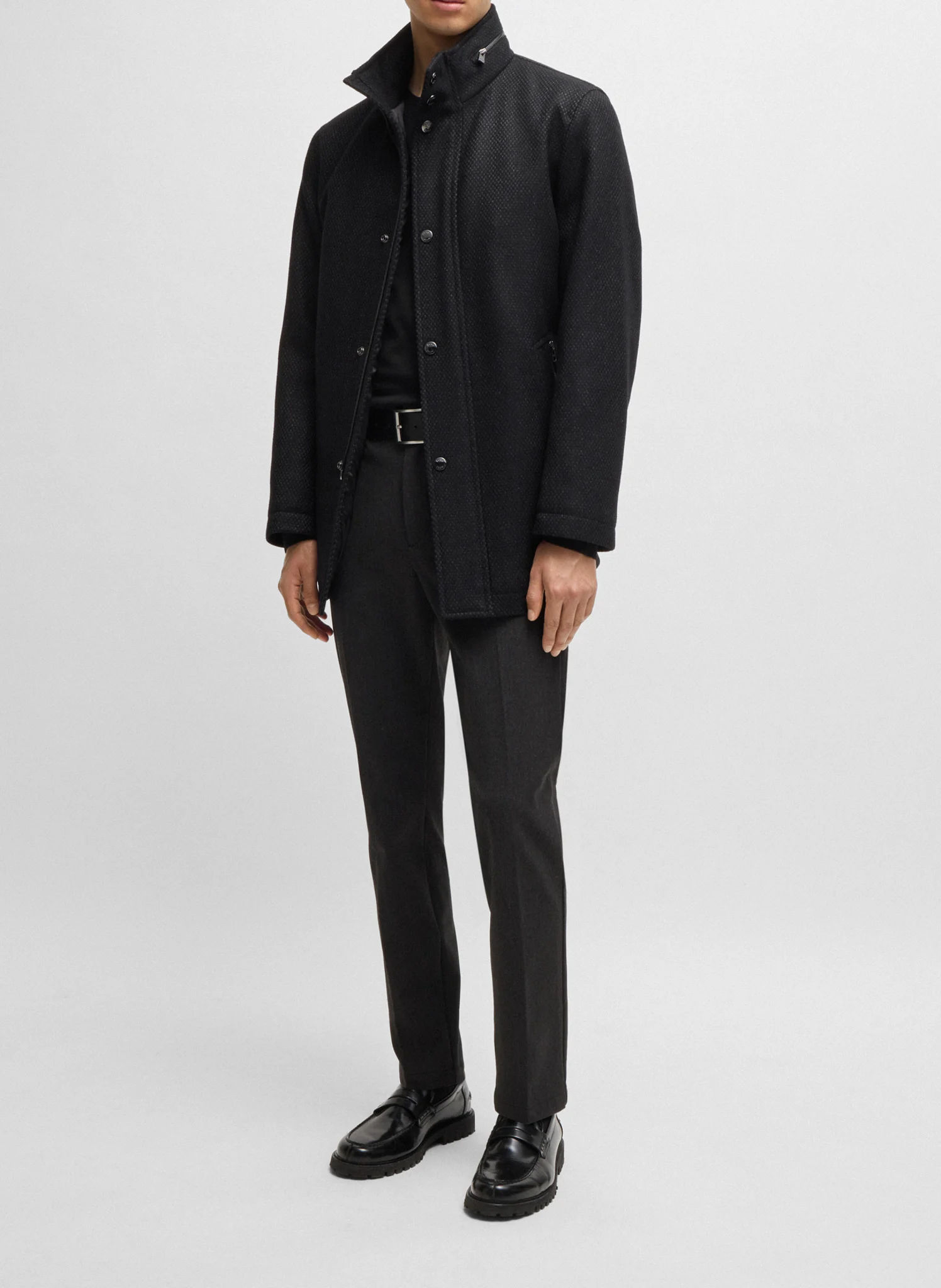 Pull col rond en laine| Noir