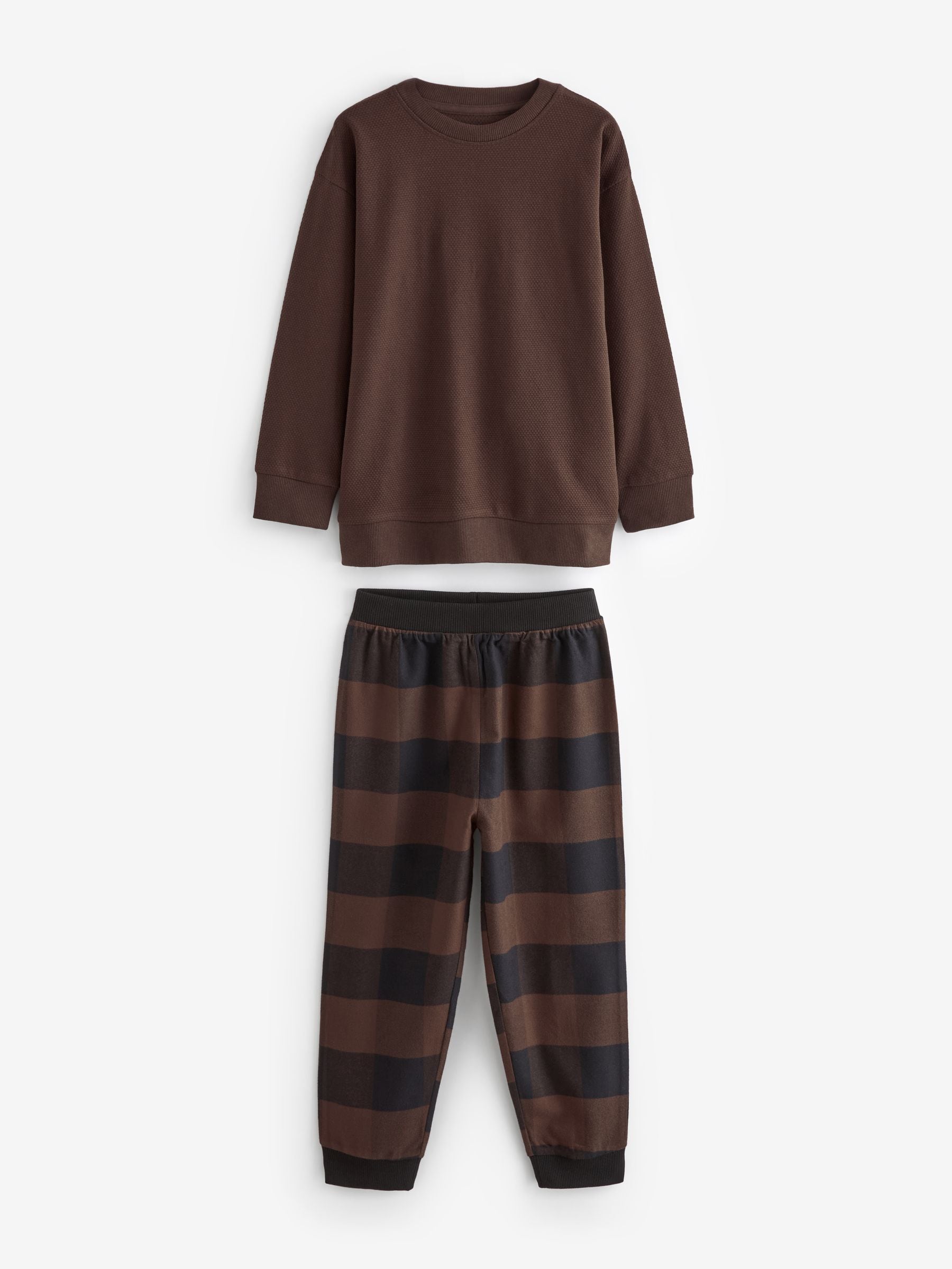 Blauw/Groen/Bruin - Verpakking van 3 geweven geruite pyjama's (3-16 jr)