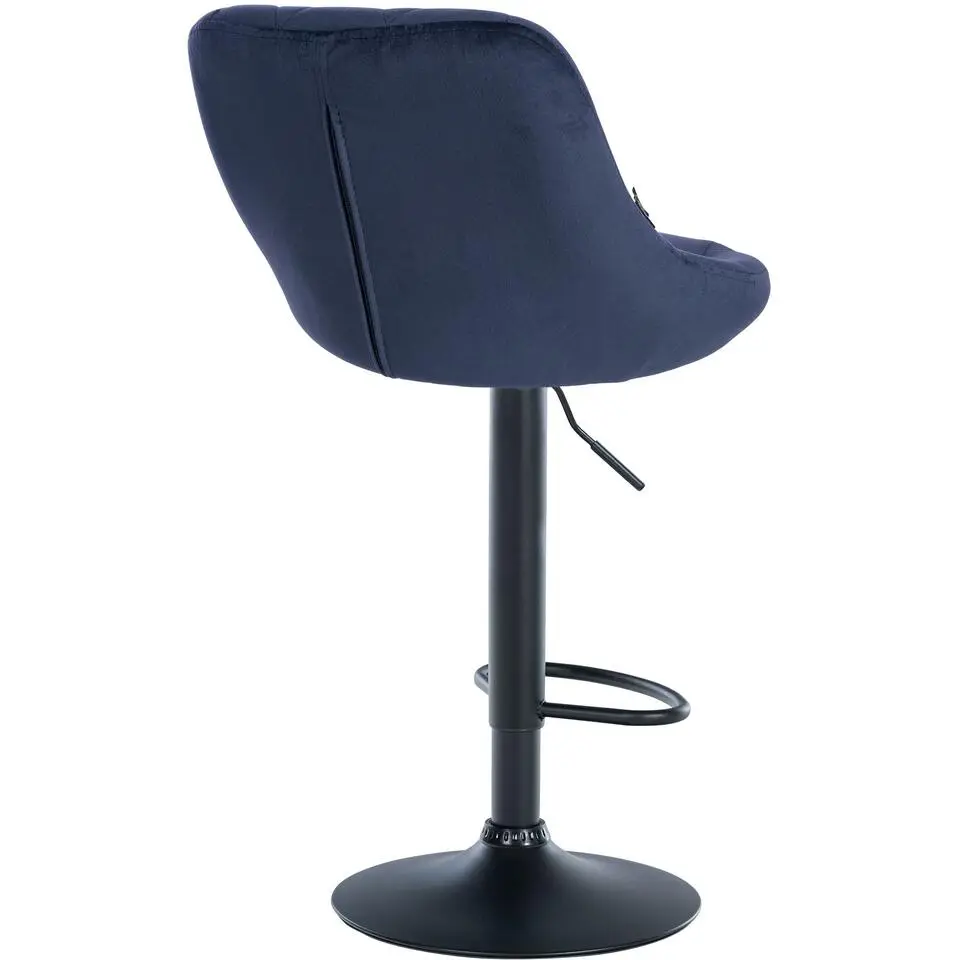 CLP Set van 2 Barkruk Lazio zwart Frame - Fluweel - blauw