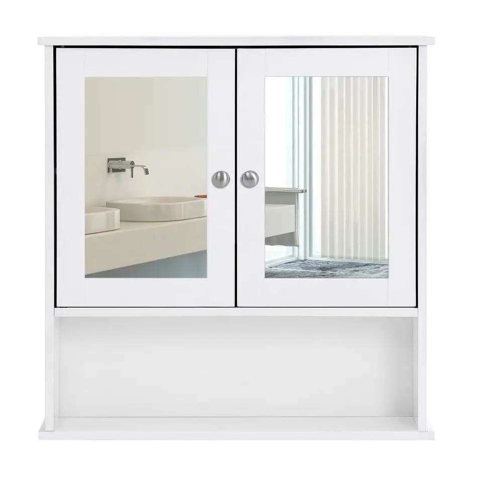 Parya Home - Spiegelkast - Badkamermeubel - 2 Deuren - 1 Plank - Hout - Wit