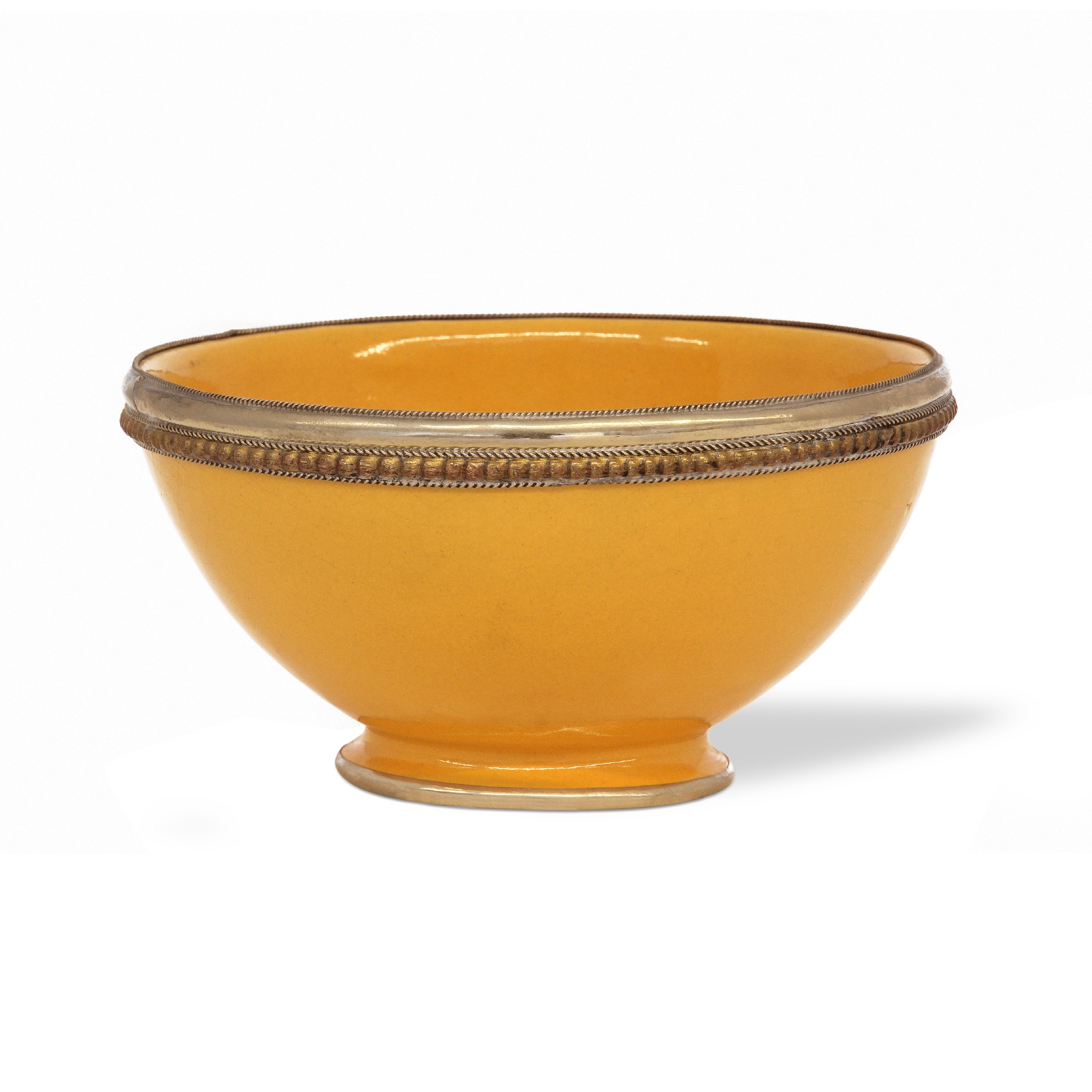 Zierschale mit Metallrand gelb, Ø 18 cm, H 10 cm von fischer's lagerhaus