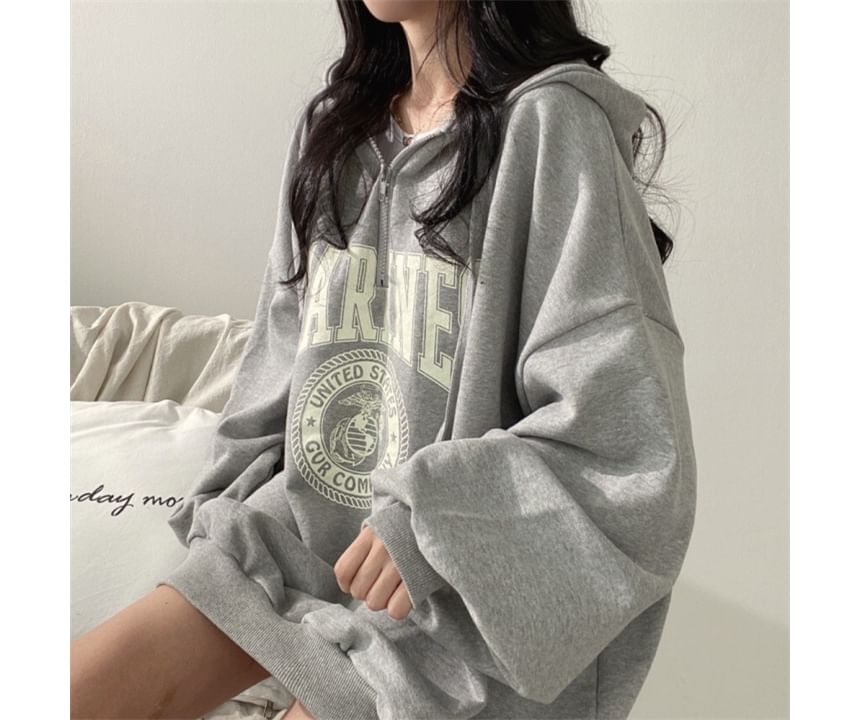 Bolgivy - Hoodie met halve rits en letters
