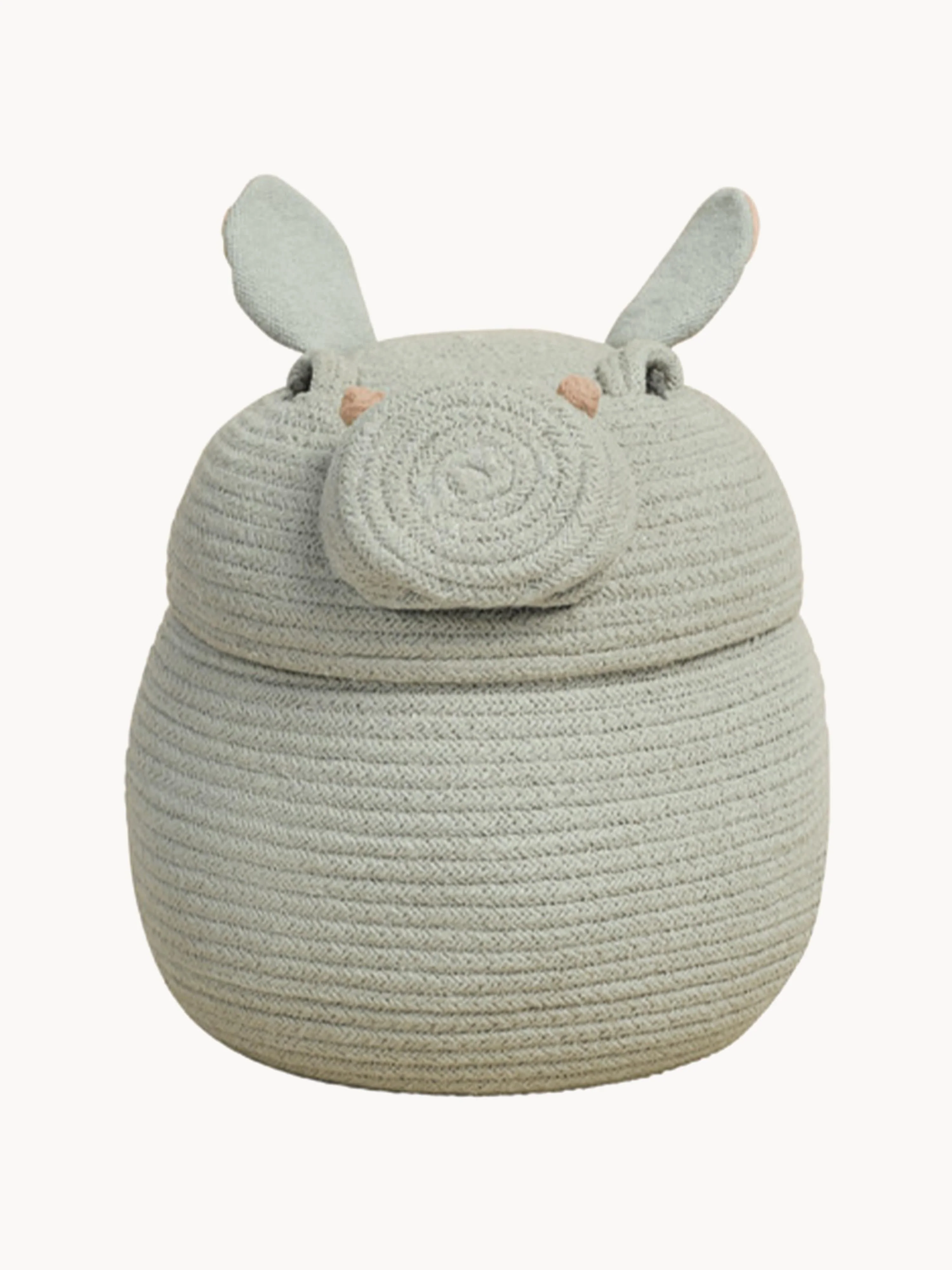 Opbergmand Henry the Hippo met deksel, handgemaakt