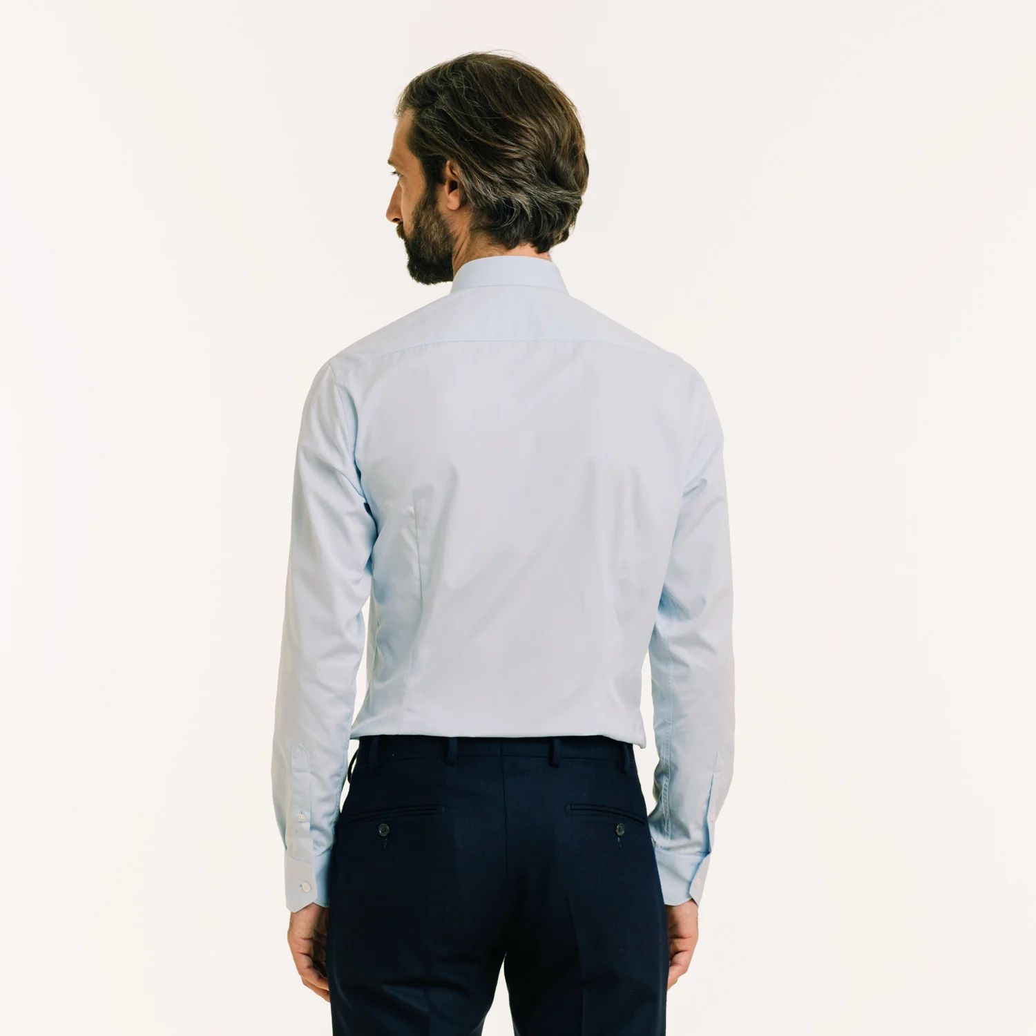 Fitted shirt in sky blue double-twisted poplin