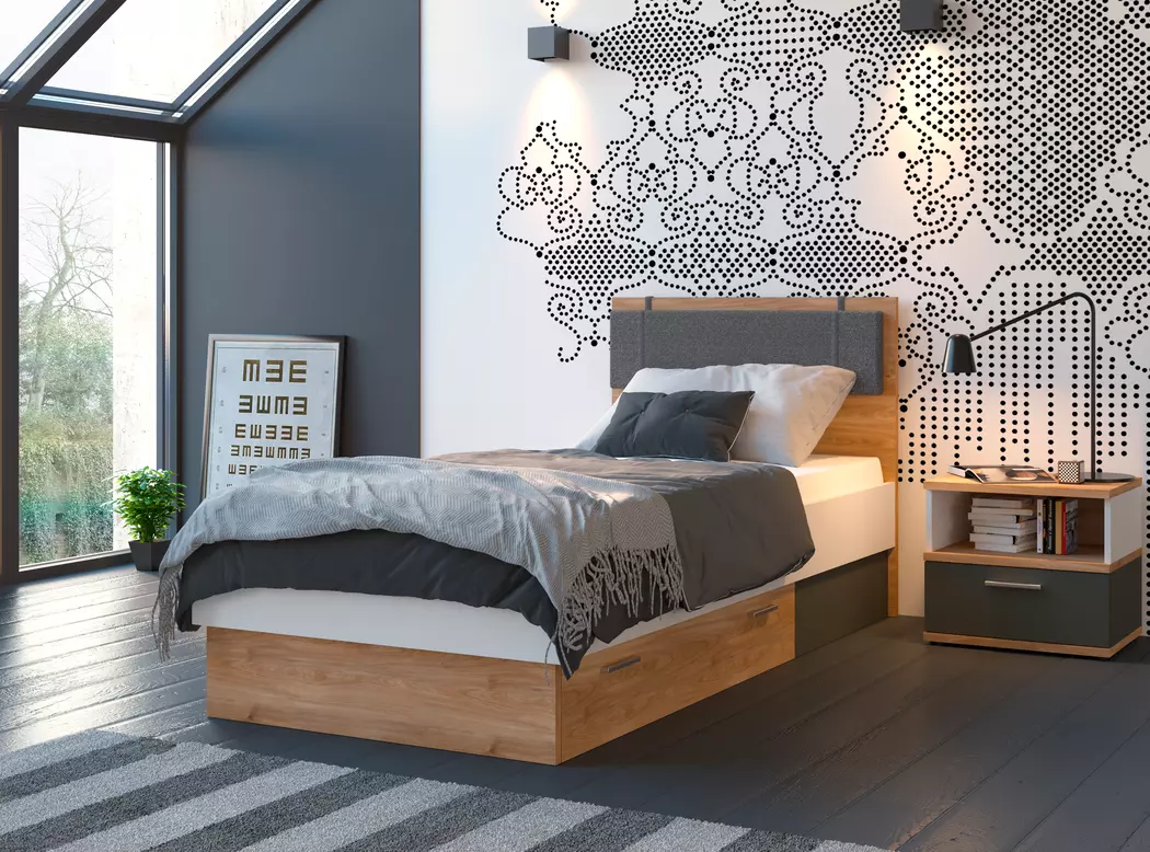 Bett mit Polsterkopfteil Twenty 90 x 200 cm