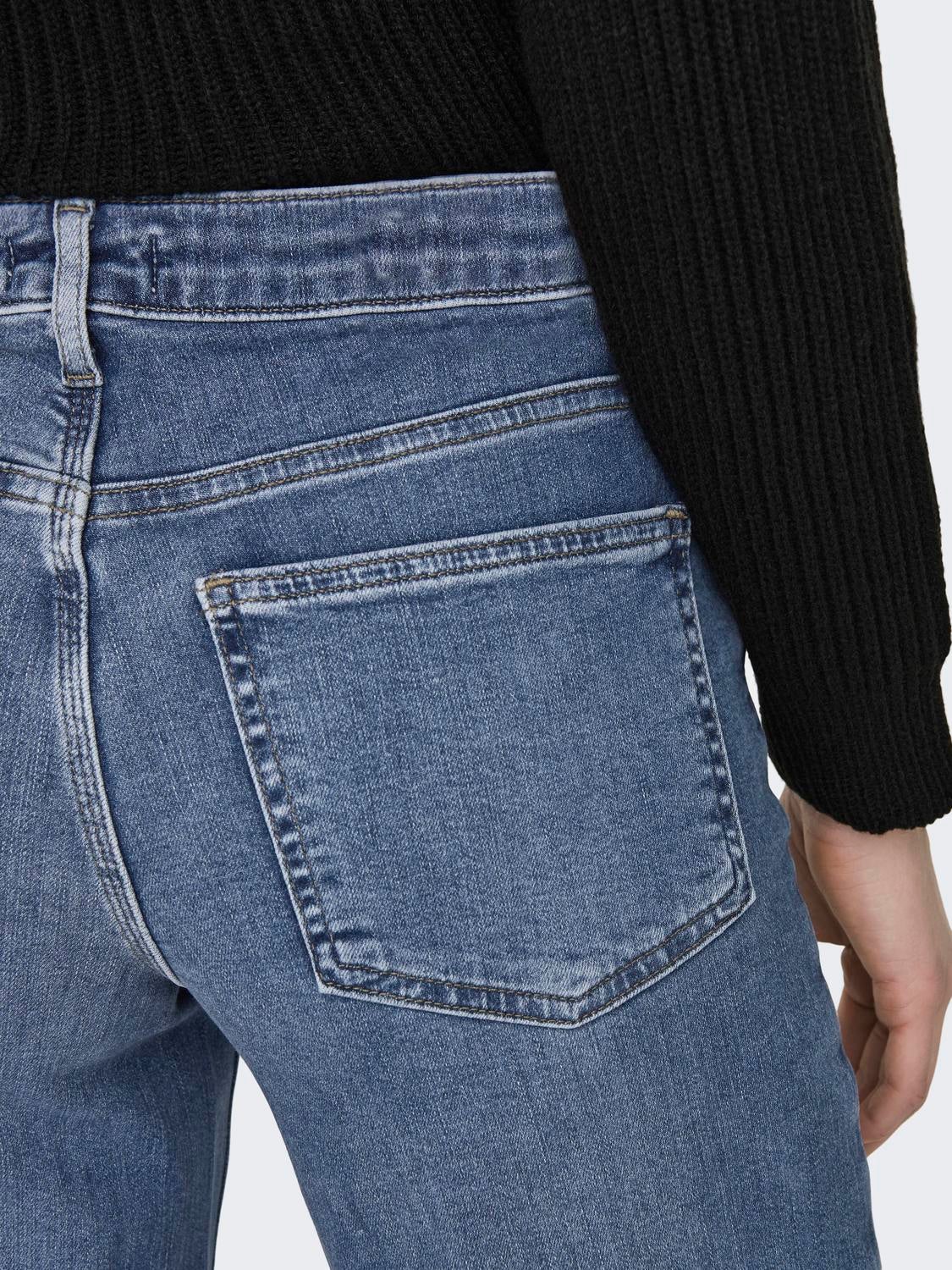 ONLMADISON Hohe Taille Weiter Beinschnitt Jeans Medium Blue Denim