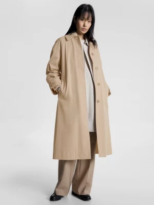 Trench coat de sarja relaxada
