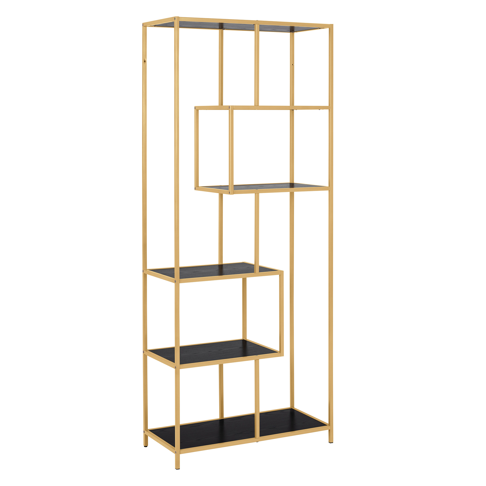 Regal SEAFORD- schwarz-goldfarben - 5 Ablagen - 77 cm