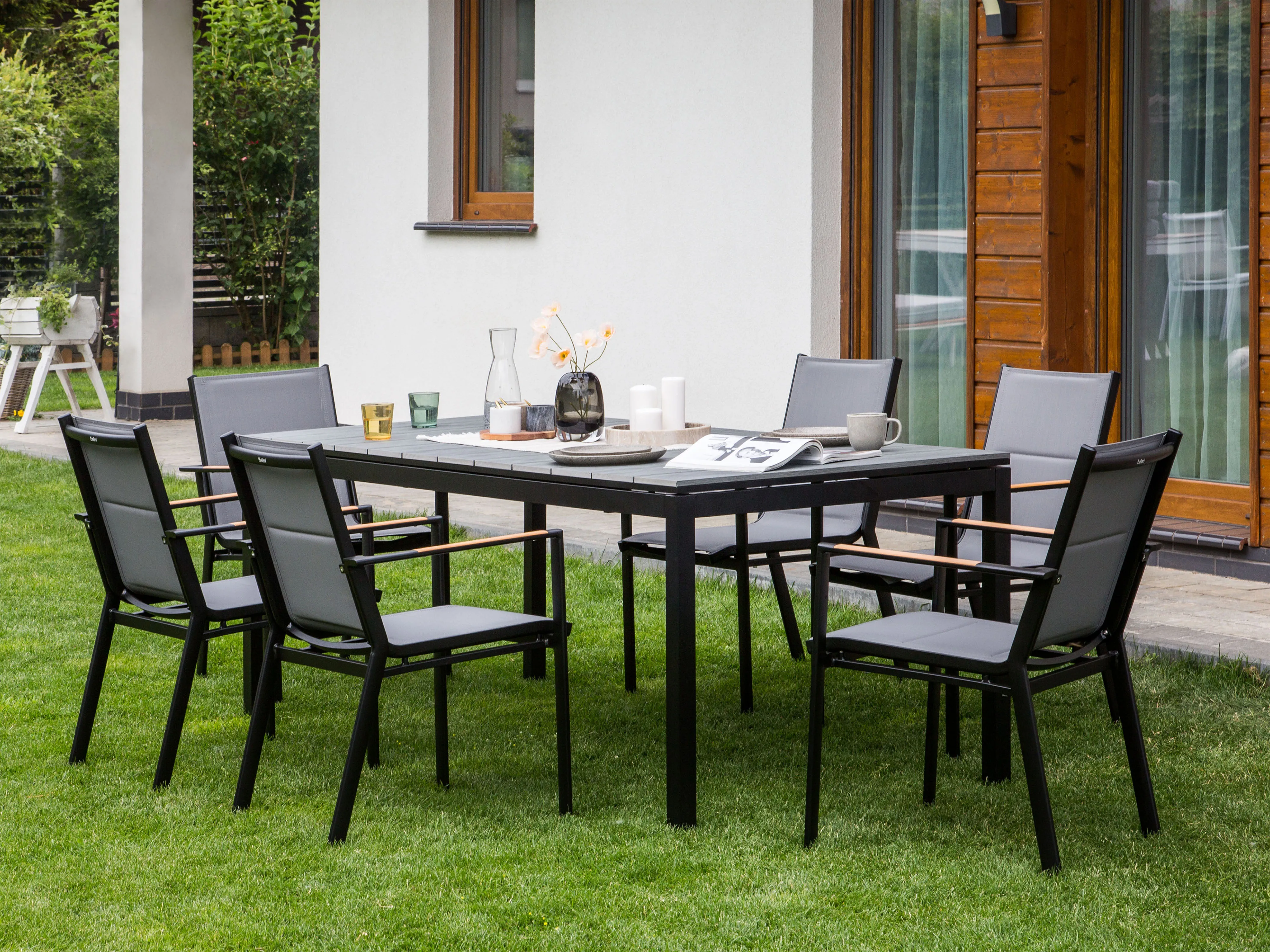 Uitschuifbare tuintafel TOFANE 198/248 cm 90 cm Grijs