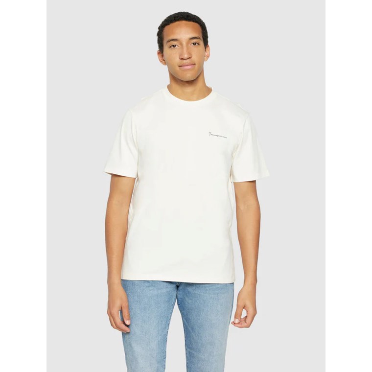KnowledgeCotton Apparel Regular Fit Owl Trip Print T-Shirt Egret