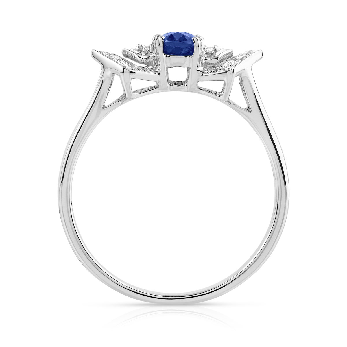 Bague or 750 blanc saphir et diamant