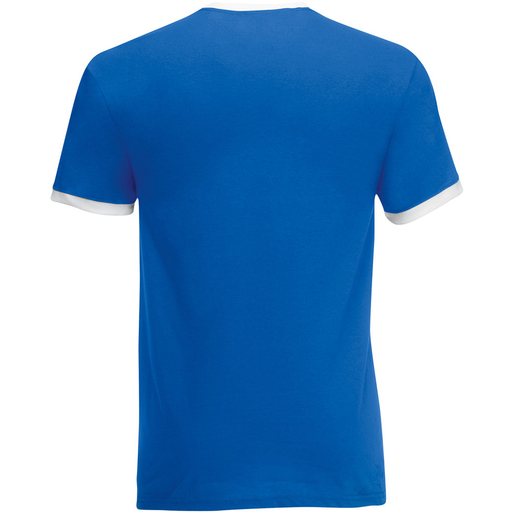 Camiseta de manga curta Fruit of the Loom com detalhes em cores diferentes.