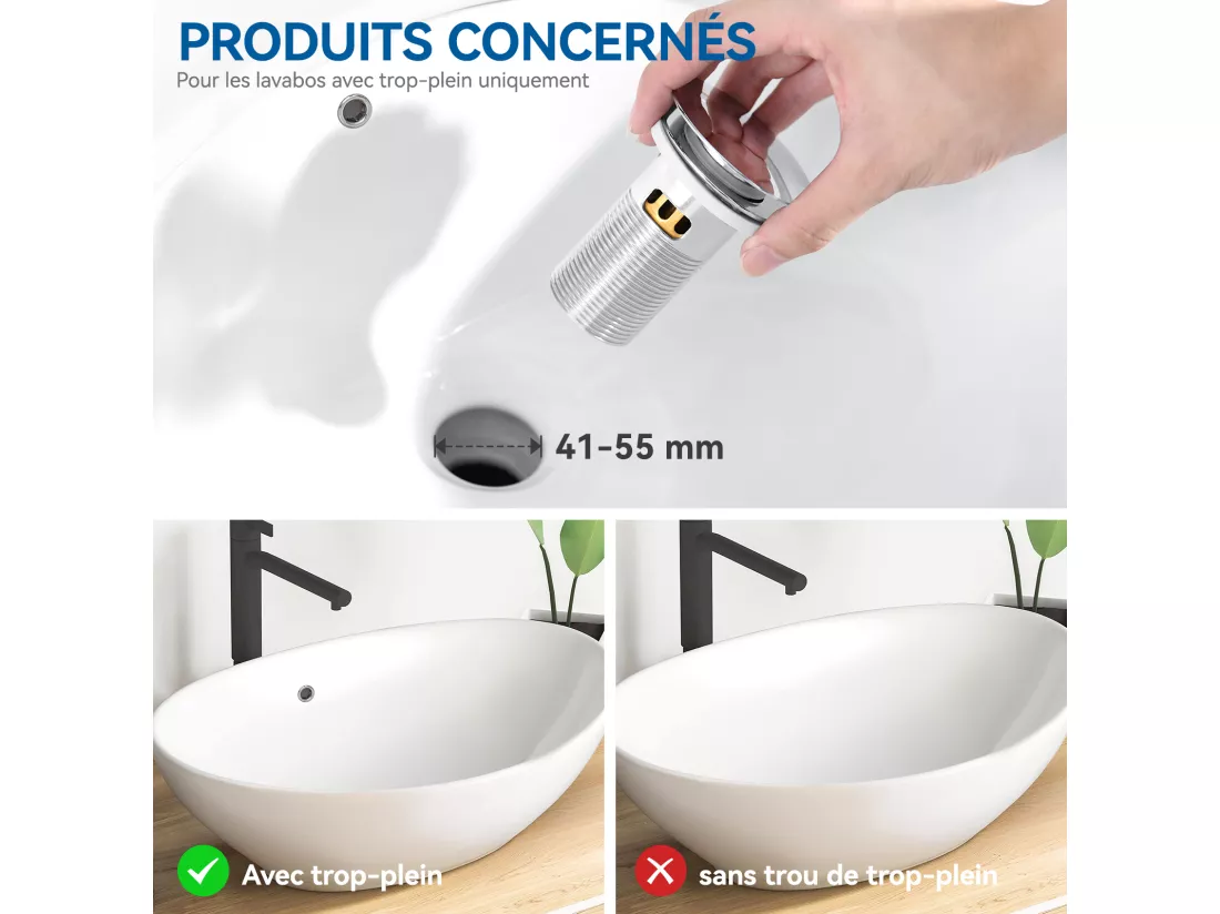 2PCS Auralum max Bonde Lavabo Pop Up Avec Trop Plein,Bouchon Vidange avec Panier Crépine,Bonde Vidage en Laiton/Inox pour Lavabo Salle Bain,Chromé