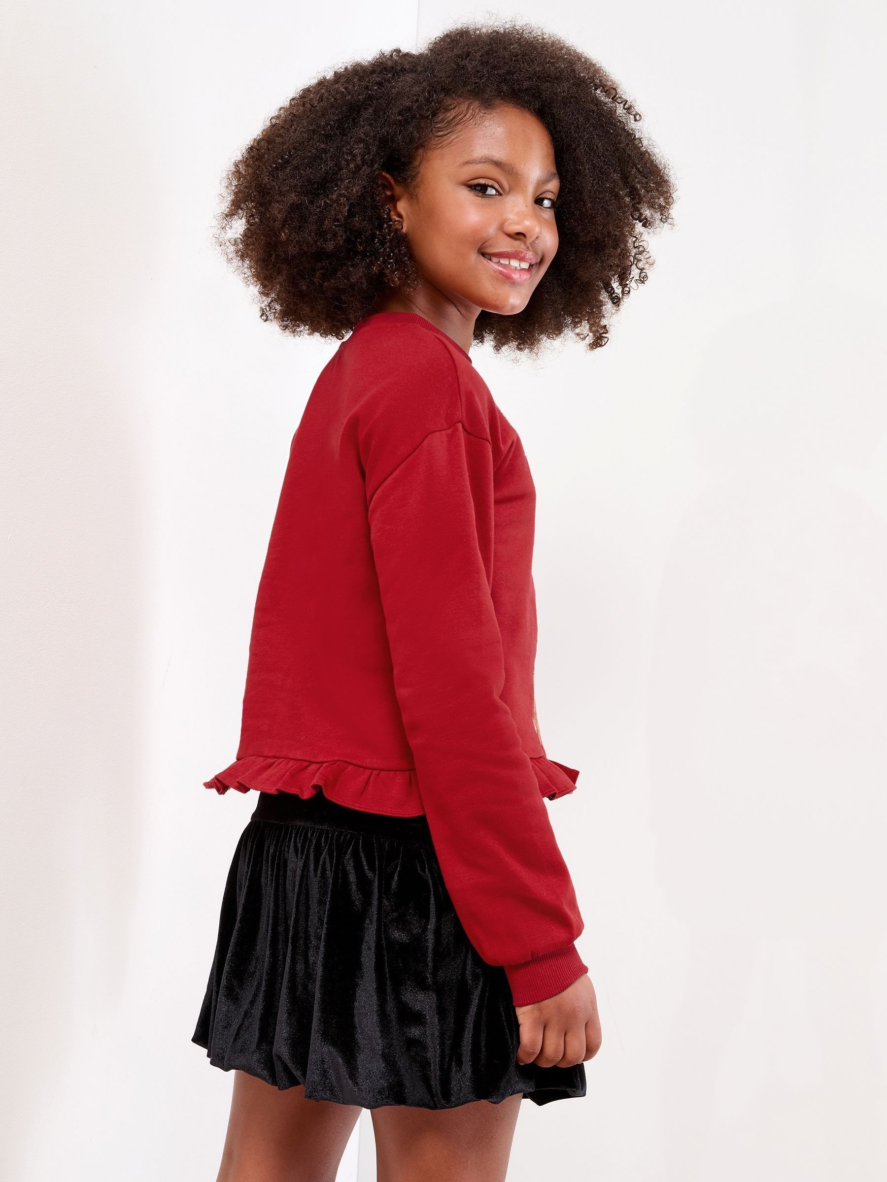 Rood rendier - Lipsy kerstsweatshirt met ronde hals (5-16jr)