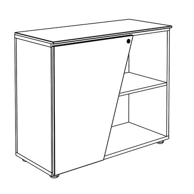 Armoire basse KHEOPS - porte à gauche - structure carbone - finition imitation noyer