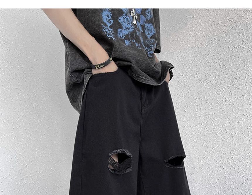 Diphon - Denim shorts met hoge taille en wijde pijpen