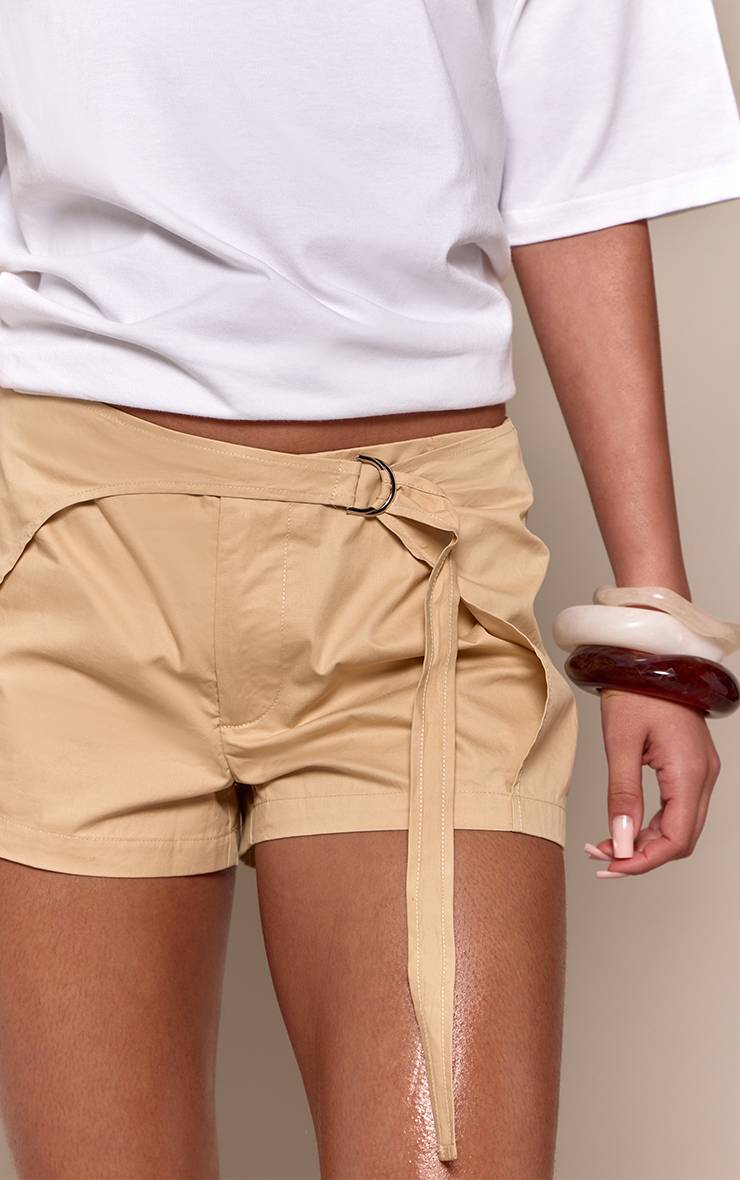 Sable Jupe-short En Coton Avec Détail De Bordure Enveloppante