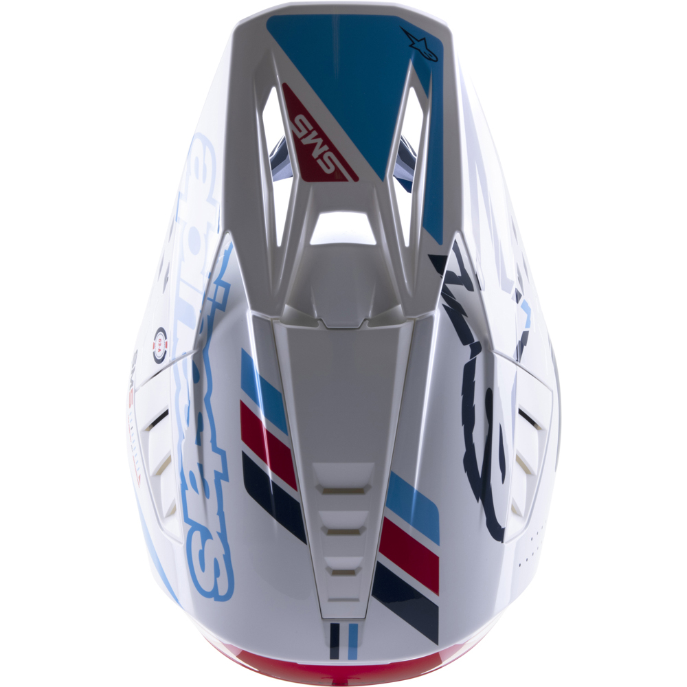 Alpinestars - Casque Supertech S-M5 Action Blanc brillant / Rouge / Bleu Clair