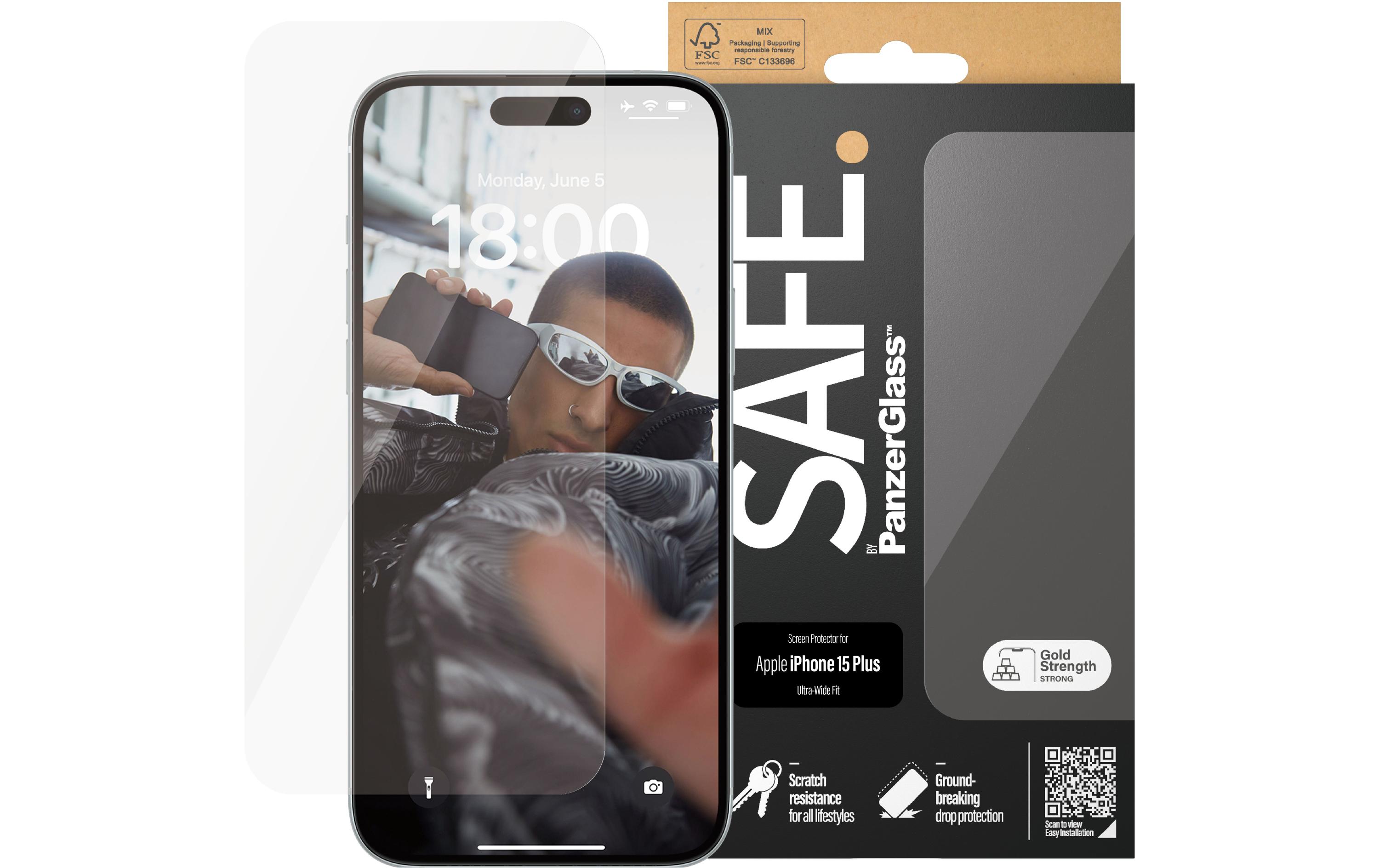 Displayschutz Ultra Wide Fit iPhone 15 PlusDisplay-Schutzfolie für das Apple iPhone 15 Plus