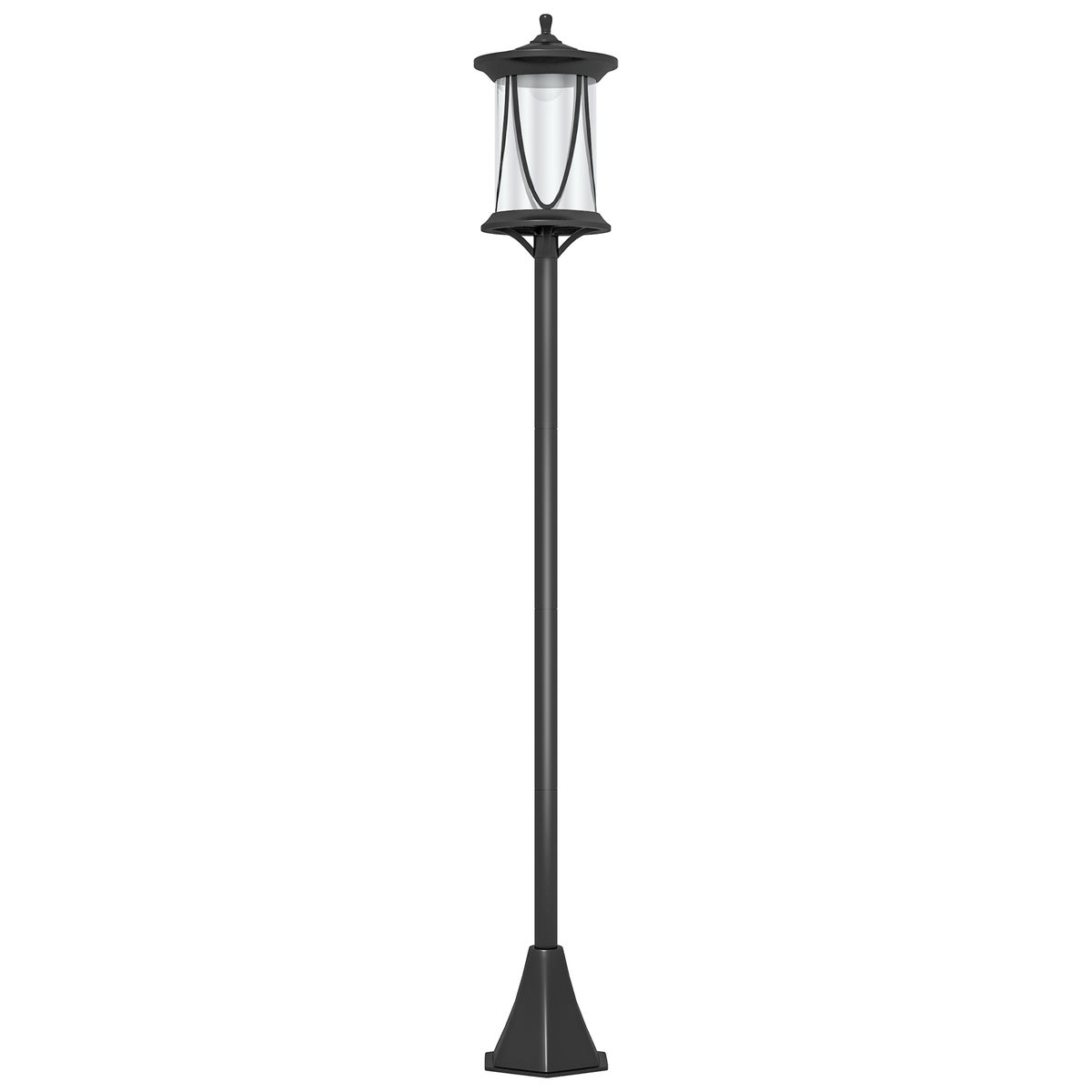 Outsunny Solar Tuinlantaarn 127 cm Tuinlamp met Koel Wit LED-licht, Padverlichting met Lichtsensor, Tuinlamp, IP44 Waterdicht, voor Buitengebruik, 17L x 17B x 127H cm, ABS, Polycarbonaat, Zwart