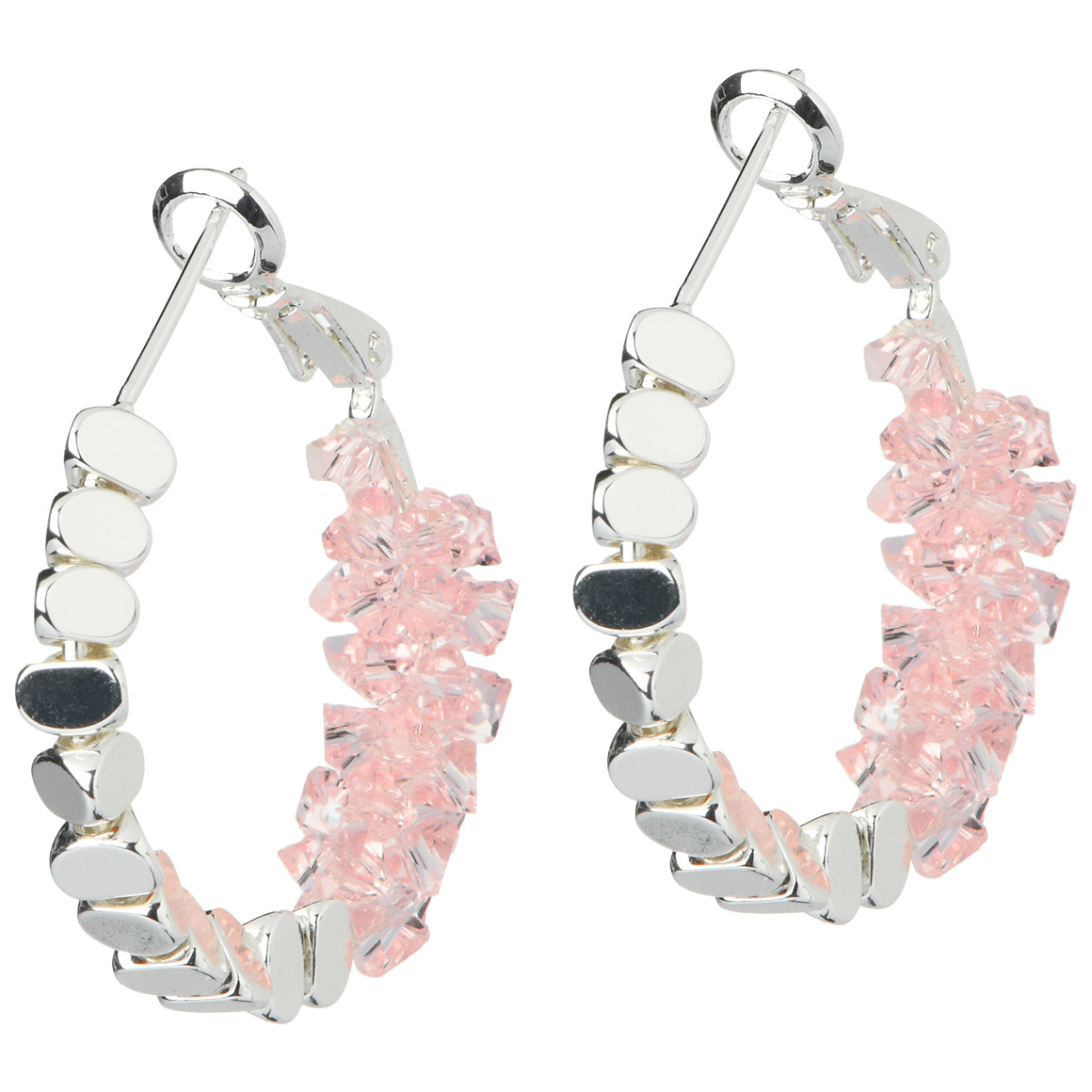 Damen Creolen mit Steinchen rosa