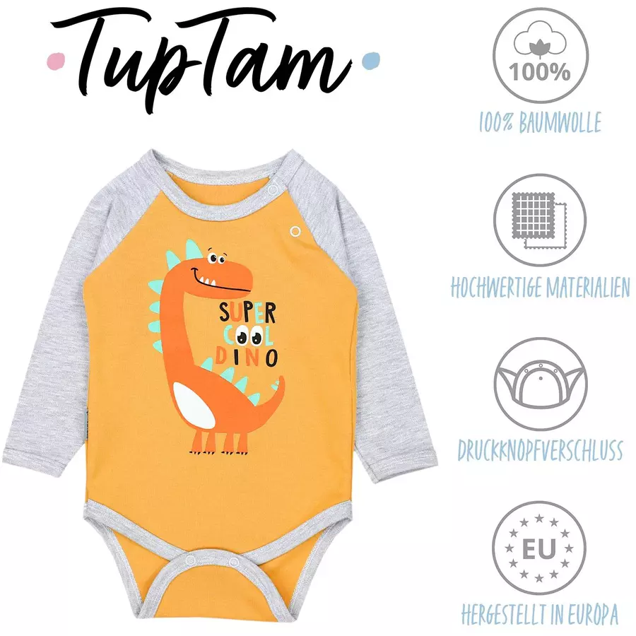 TupTam Jungen Baby Body Langarm 5er Pack grüngelb