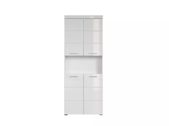 Colonne de salle de bain avec 2 portes coloris blanc brillant, blanc mat