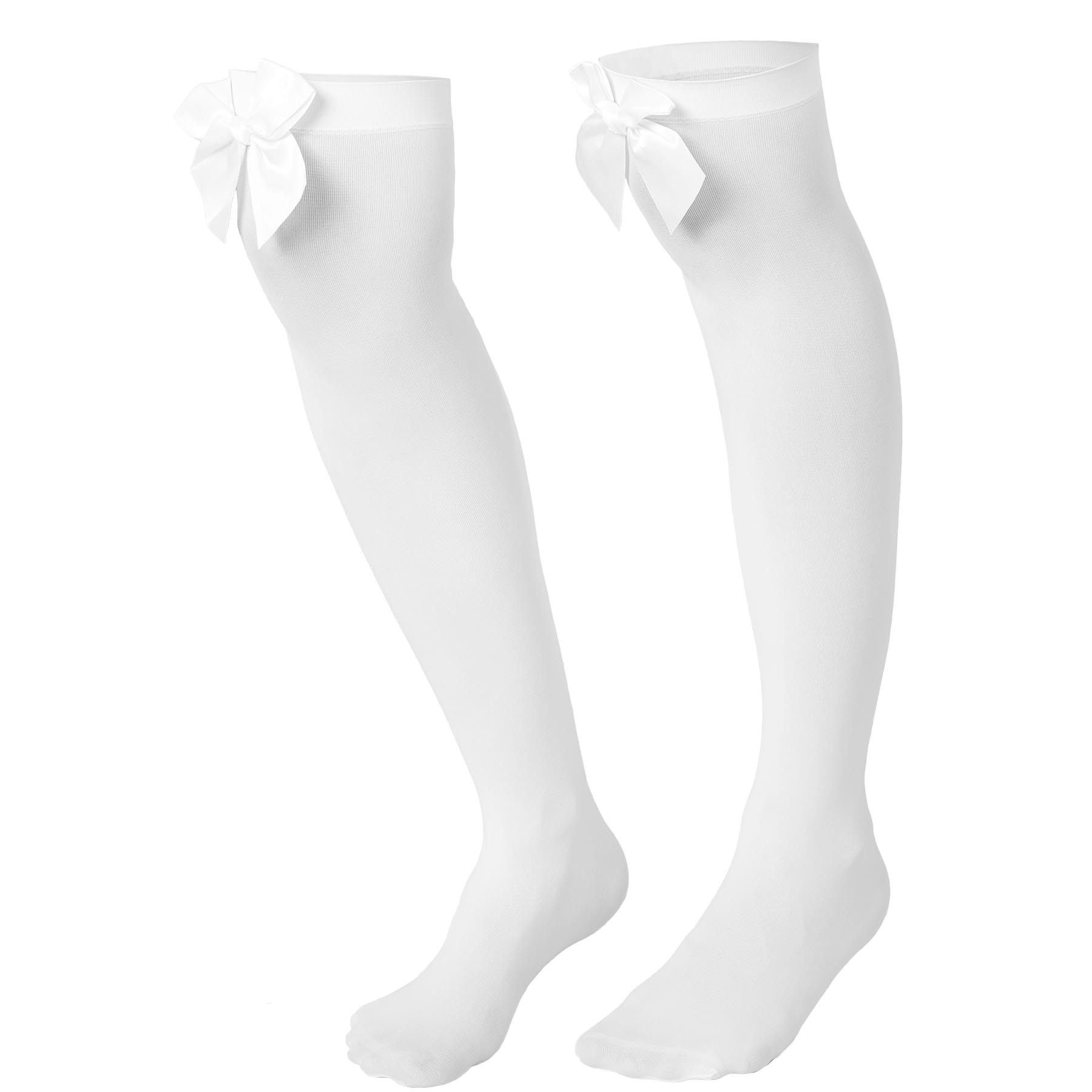 tectake® Overknee-Strümpfe mit weißer Schleife
