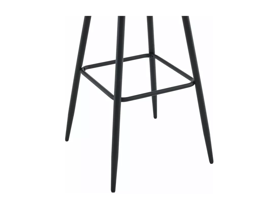 Lot de 2 Tabouret de bar - Tissu & Métal noir mat - Gris foncé - Dartford
