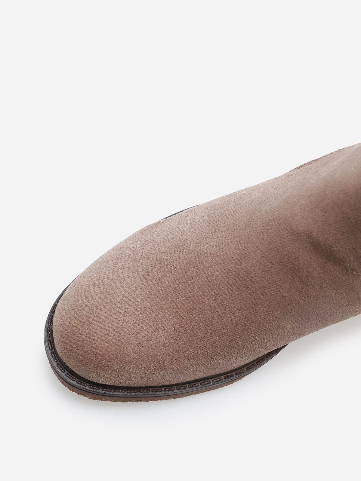 Bottines en suédine à boucle métallique- Taupe