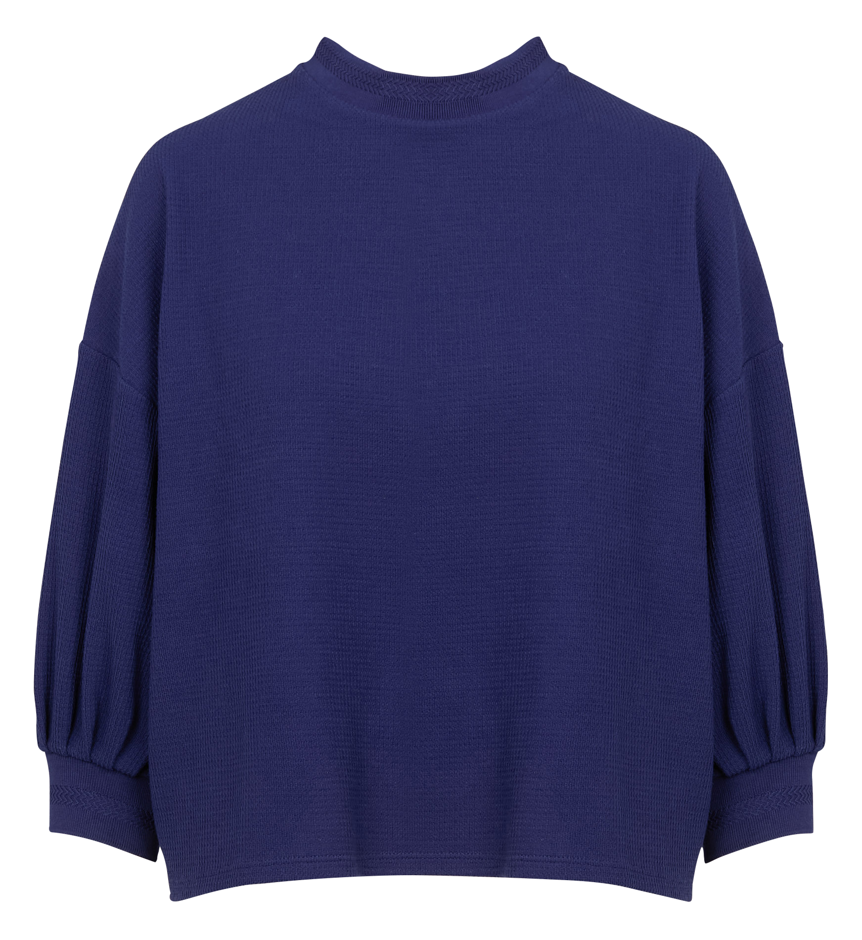 TAMARILLO - Sweat col rond aspect nid d'abeille en coton mélangé | Bleu
