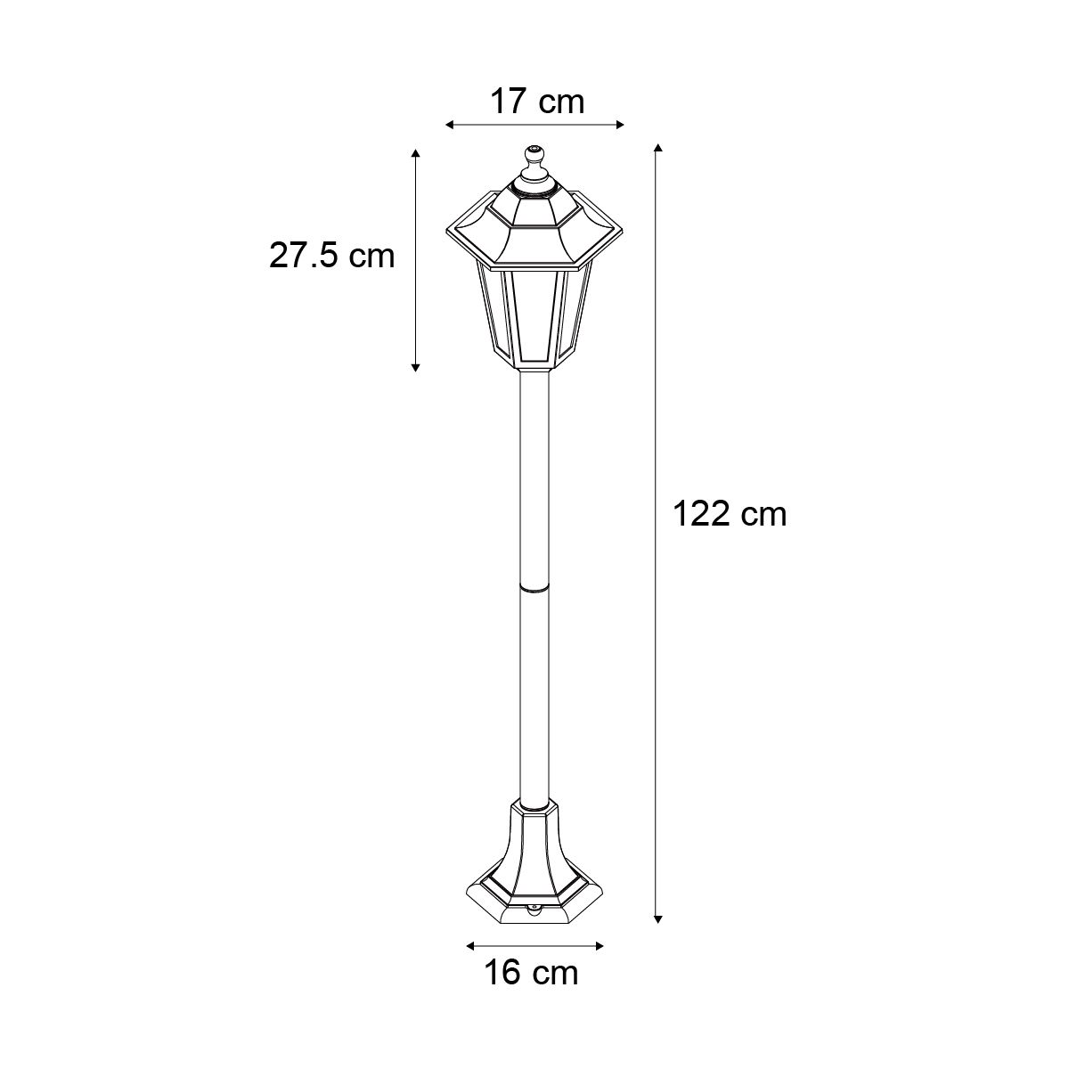 Klassieke buitenpaal zwart 122cm IP44 - New Haven Hammered
