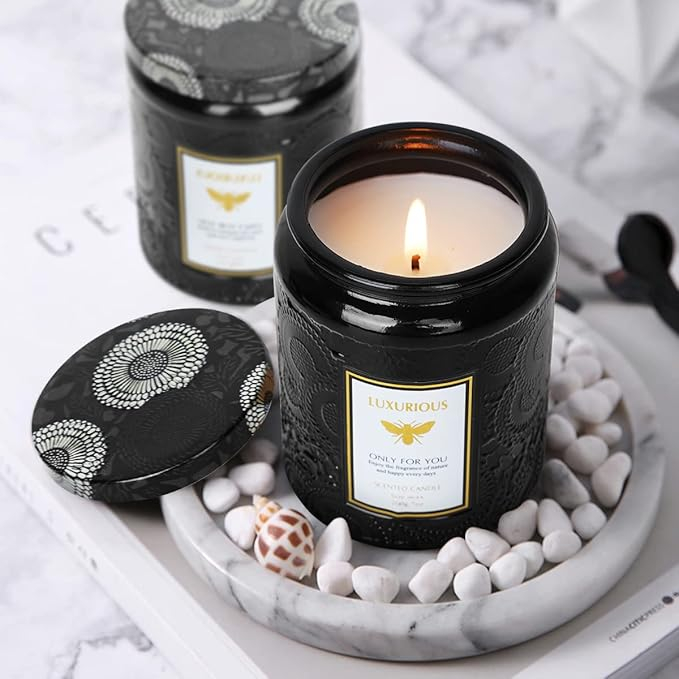 (13x9cm) Duft Kerze im Glas Aromatherapie Home Deko Wachs Kerze mit Deckel - Himbeere