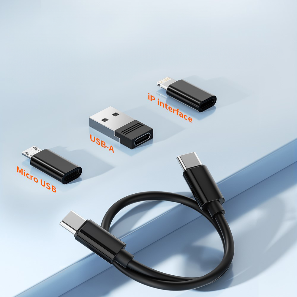 (60W) Multifunktionale Kabel Box mit Ladekabel / Adapter / SIM Karten Slot Öffner Halterung - Schwarz