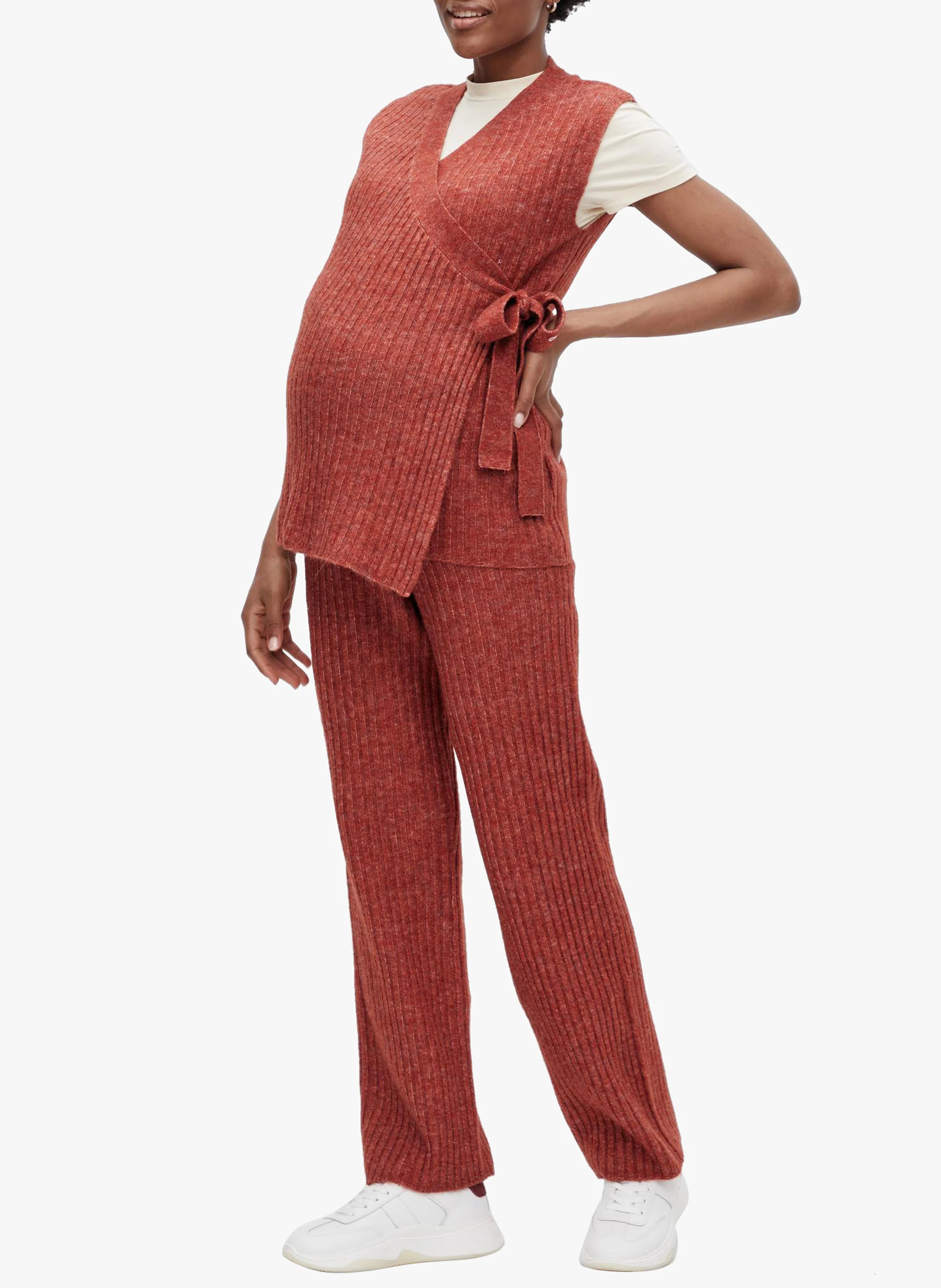 Pull de grossesse sans manches | Marron