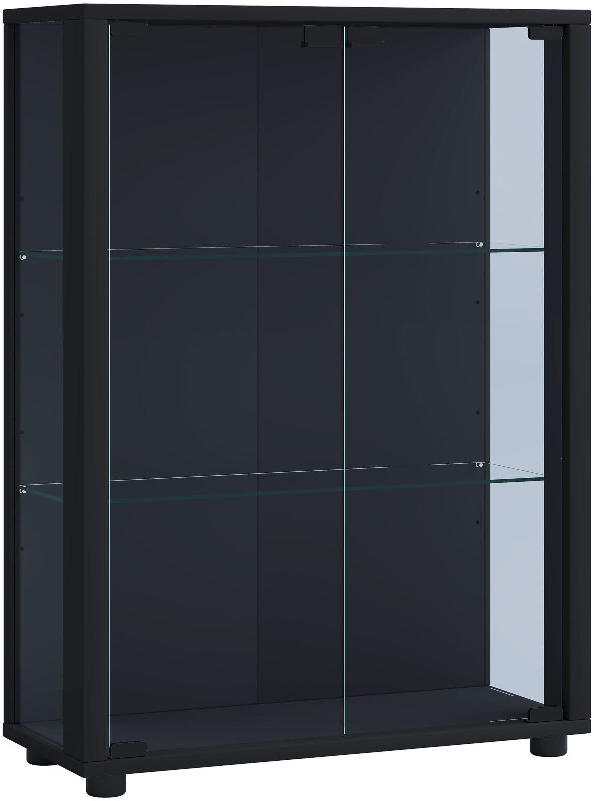 Standvitrine SINTALO - schwarz - mit Beleuchtung - 60 cm breit