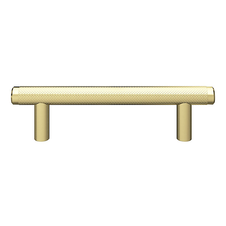 Poignée de meuble en T GoodHome Irus acier effet laiton satin doré l.136mm x l.12mm x H. 35mm entraxe 96mm