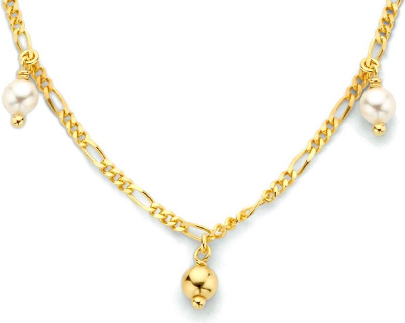 Collier - Geelgoud op 925 Zilveren Collier - 40 cm - Met Zoetwaterparels