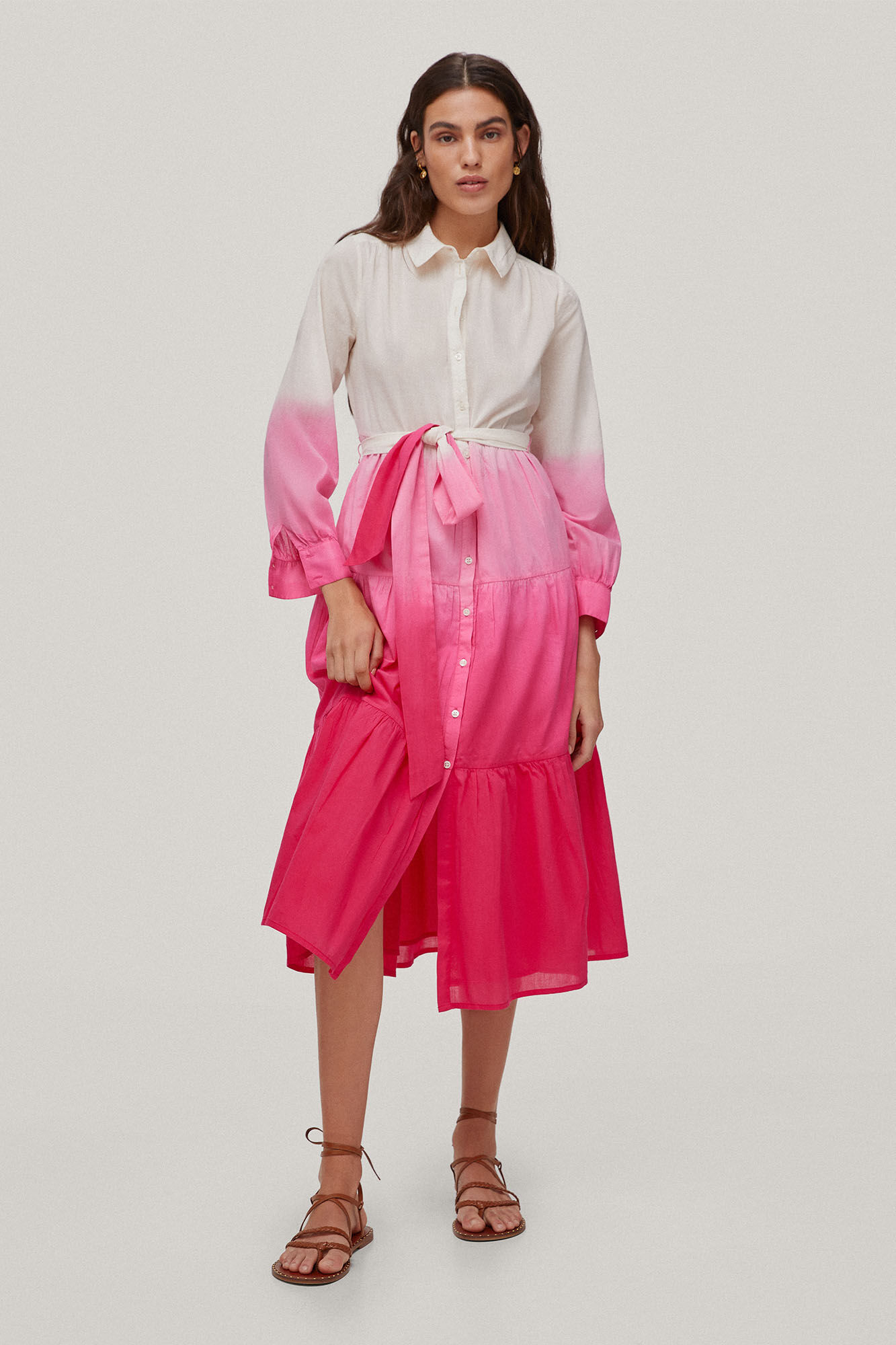 Vestido camisa tie-dye - Rosa